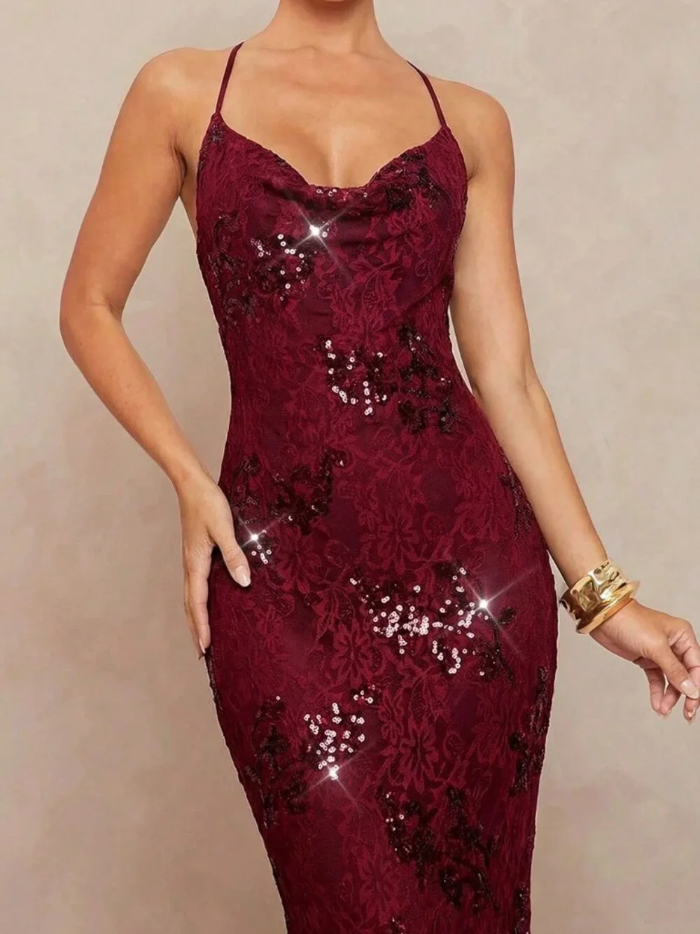 Burgundy Party Women's Elegant Formal Maxi Dress